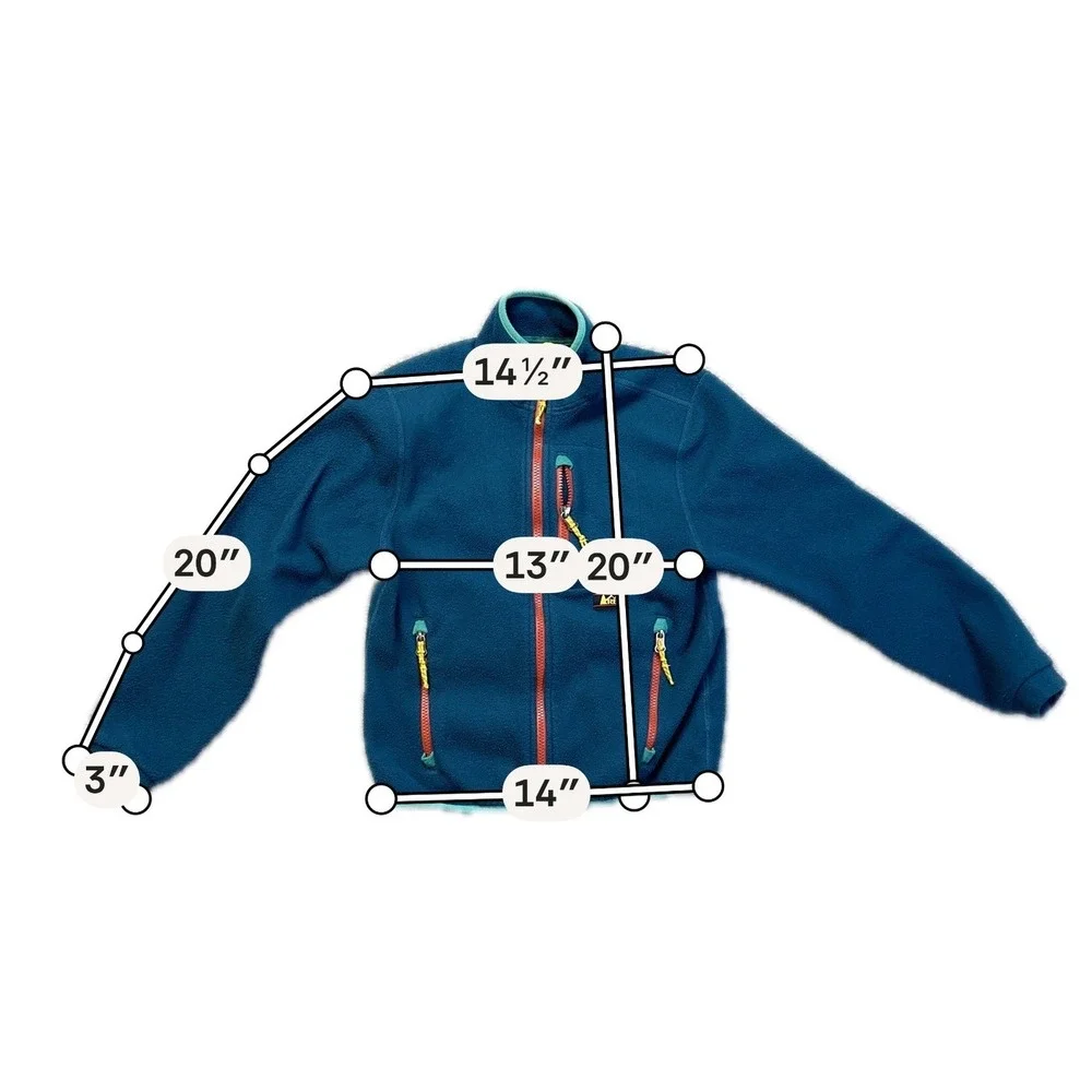 REI‎ Fleece Jacket Kids Medium Teal Orange Excellent Colorblock Full Zip Coat